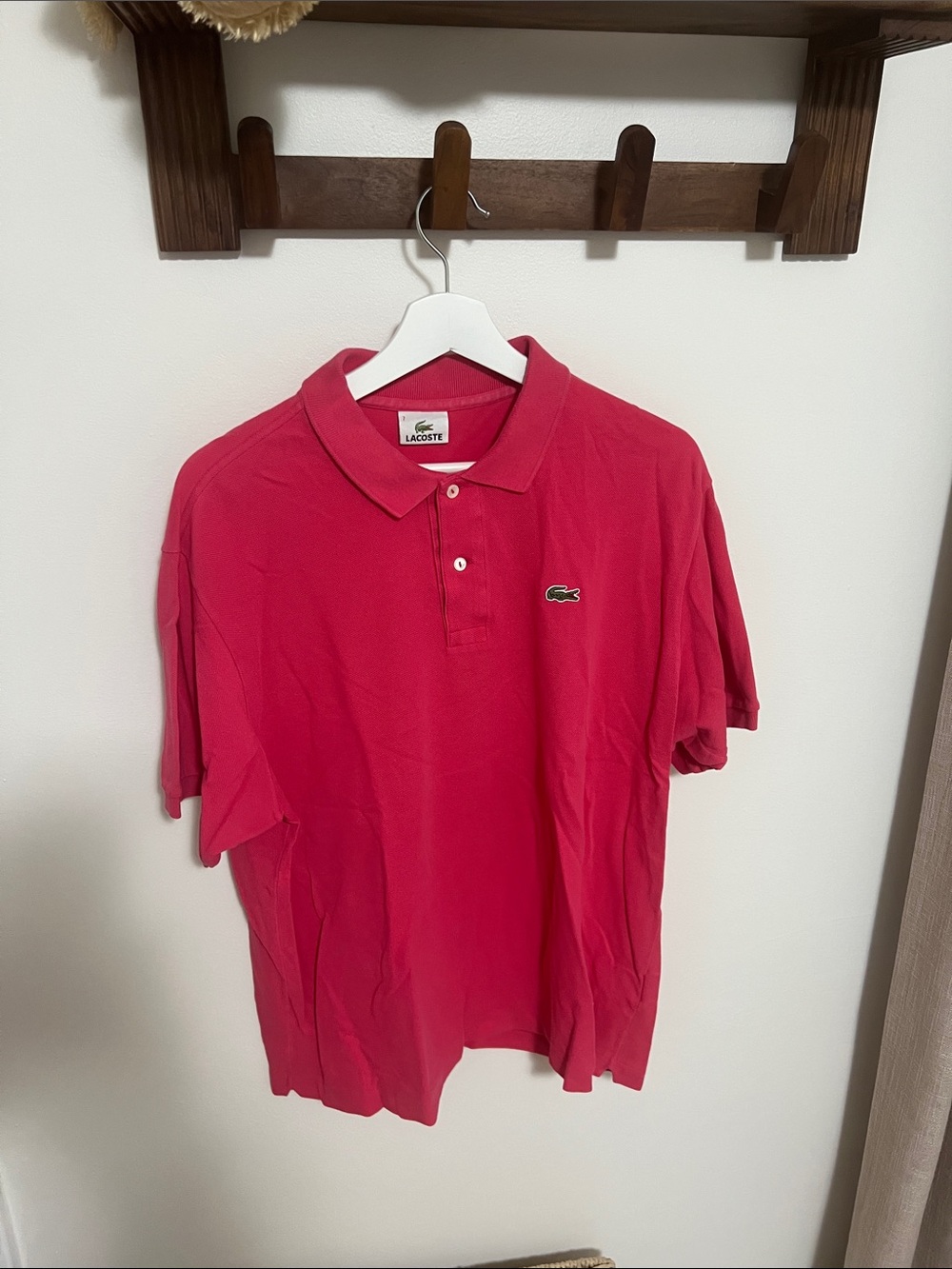 Lacoste Men's Pink-Red Polo with Crocodile Logo